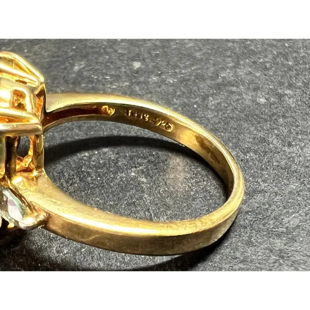 Champagne Quartz & Apatite Vermeil Ring Size 9